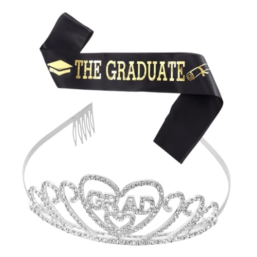 WRITWAA 1 Satz 2021 Schultergurt Stirnband Etikette Gürtel Mädchenhaare Für Den Abschluss Abschlussfeier Liefert Graduierung Mädchen Tiara Abschluss Liefert Stirnband: Legierung von WRITWAA