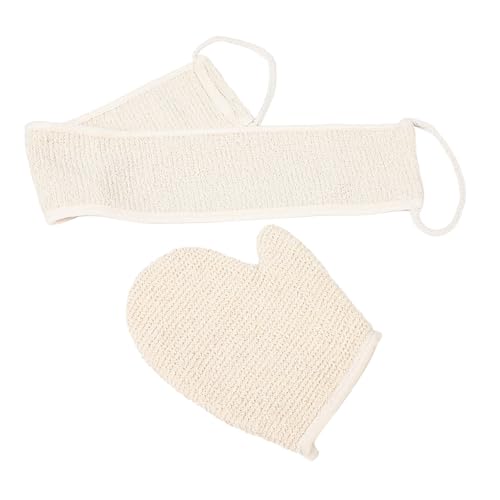 WRITWAA 1 Satz Badetuch-set Luffa-handschuhe Badehandschuh Waschbare Handschuhe Handpeelinghandschuh Duschhandschuhe Für Damen Körperwaschhandschuhe Duschzubehör Peeling Beige Flachs von WRITWAA