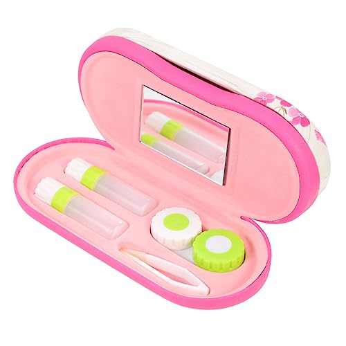 WRITWAA 1 Satz Brillenetui Gläser Fall Empfindlicher Kontakthalter Verschleißfester Kontakthalter Reisezubehör Verschleißfester Kontaktlinsenbehälter Kontakte Liefern Rosa Beflocktes Tuch von WRITWAA