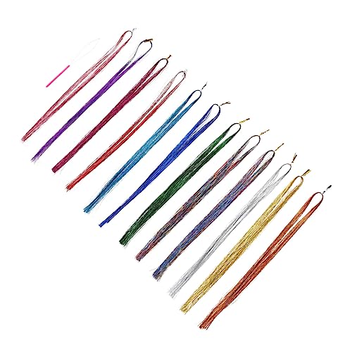 WRITWAA 1 Satz Bunten Haarsträhnen Synthetische Haarverlängerungen mit Farben und Häkelnadel für Frisuren und Haarstyling Einfach Anzubringen Stylen von WRITWAA