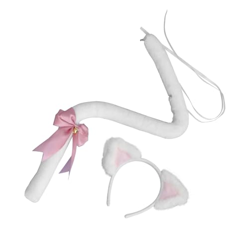 WRITWAA 1 Satz Cosplay-Requisiten tier haarreif haarband weihachtsdeko hairband kopfschmuck Ohr Stirnbänder bandana stirnband Fuchsschwanz Cosplay-Haarreifen Performance-Kostüm Stoff Weiß von WRITWAA