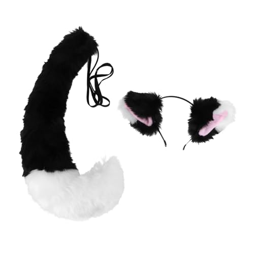 WRITWAA Ohren- Und Schwanzset – Stilvolles Cosplay-zubehör Kostüm-requisiten Für Frauen Schwanzschmuck Für Partys Karneval von WRITWAA