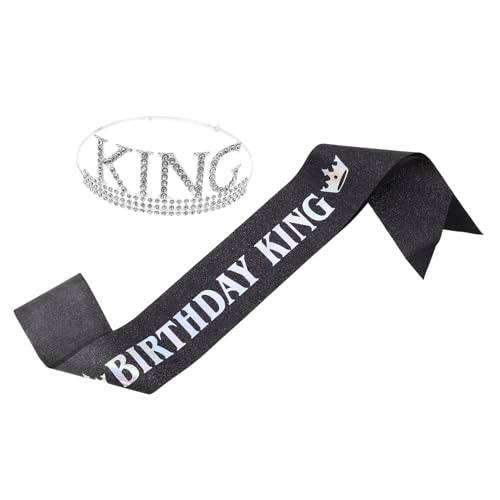 WRITWAA Elegante Funkelnde Geburtstagsschmuck-dekoration Geburtstagsschärpe Für Männer Party-kronen- -set von WRITWAA