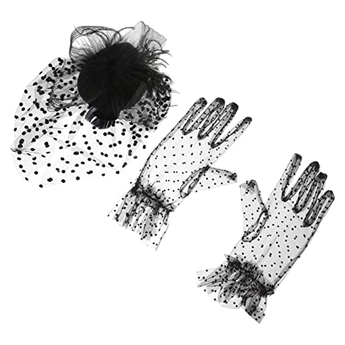 WRITWAA Modisches Hut- Und Handschuh-set 2-teilig Schwarz Elegante Party-kopfbedeckung Für Damen von WRITWAA