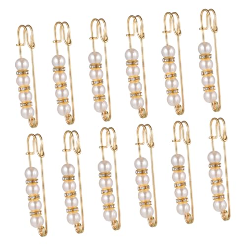 WRITWAA 12stücke Perlen-kleidernadeln Broschennadeln Zum Von Kleidung Schal-sicherheitsnadeln Kleidungsbroschen Für Damen von WRITWAA