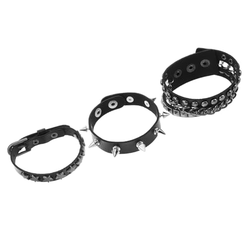 WRITWAA 1 Satz Punk Studded Armband Kunstleder Verstellbare Nietenarmband Manschette für Herren und Damen für Partys und Musikfestivals Teiliges von WRITWAA