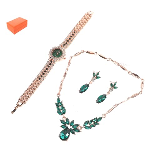 WRITWAA Hochzeitsschmuck-sets Grüner Schmuck Uhr Und Halskette Set Brautschmuck von WRITWAA