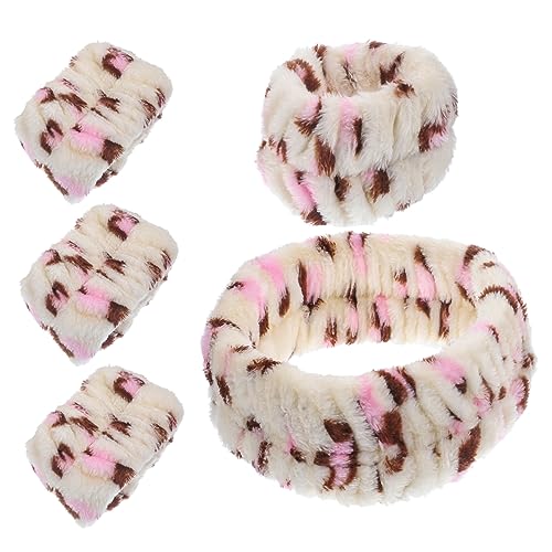 WRITWAA 1 Satz Teiliges aus Wasserfesten Gesichtswaschbändern und Handgelenk Tüchern im Leopardenmuster Elastische und Bequeme Haarbänder für Spa zum Waschen Gesichts für Tägliche Pflege von WRITWAA