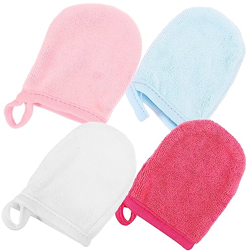 WRITWAA 4stücke Mikrofaser Gesichtsreinigungshandschuhe Make-up Entferner Handschuhe Hautpflege Waschen Damen Mädchen Für Frau Freundin von WRITWAA