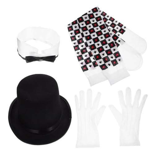 WRITWAA Komplettes Zauberer-kostümset Für Cosplay – Party-zauberer-verkleidung Mit Hut Handschuhen Fliege Socken von WRITWAA