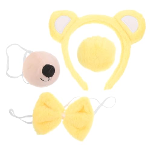WRITWAA Bärenohren Stirnband Mit Nase Und Fliege Für Tier Kostüm Bär Requisiten Zum Verkleiden Für Partys Cosplay Aufführungen von WRITWAA