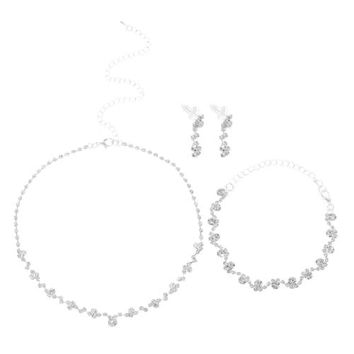 WRITWAA 1 Set Damenschmuck: Elegante Halskette mit Strasssteinen, Armband und Ohrringe – Accessoires für formelle Abendgarderobe für Hochzeiten, Abschlussbälle und Partys von WRITWAA