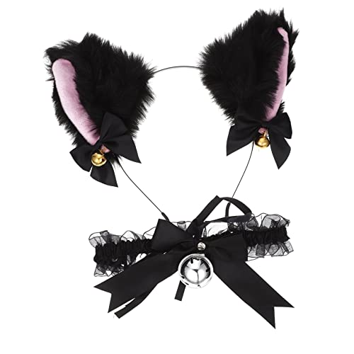 WRITWAA Plüsch Katzenohren Stirnband Mit Bowknot Glocke Für Halloween Cosplay Party Bequeme Und Langlebige Ohrbedeckung Für von WRITWAA