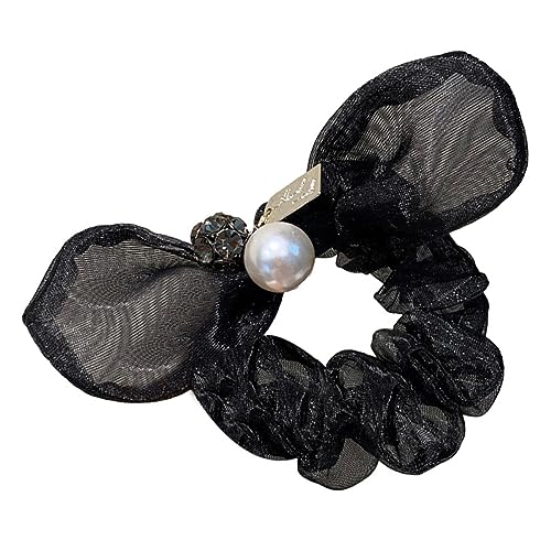 WRITWAA 1 Stück Bogenkopfschmuck Mädchen beugt sich für Haare Haarbindungen mit Schleifen Haarschleifen Zopfzubehör haarschmuck Haargummi Bughaarkrawatte Organza Black von WRITWAA