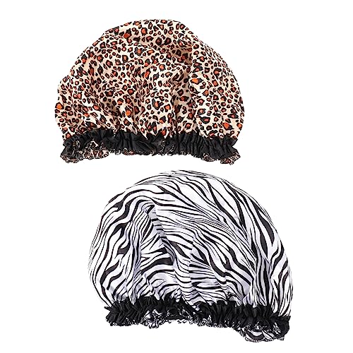 WRITWAA 1 Stück Damen Satin Haarhaube Elastische für Zebra und Leopardenmuster Atmungsaktive Nachtmütze für Langes Haar Haarschutz Beim Schlafen von WRITWAA