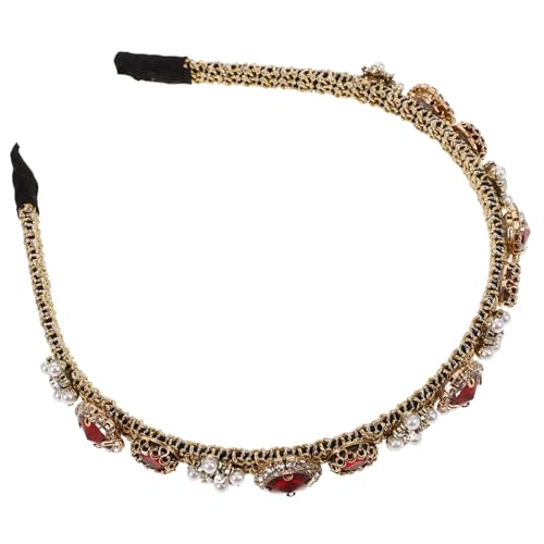WRITWAA 1 Stück Dünnes Stirnband Zubehör Funkeln Braut- Burgund Perle Brautjungfer Diamant Haarschmuck Hochzeit Mädchen Bobby Stylischer Haarreif Strasssteine Rot von WRITWAA