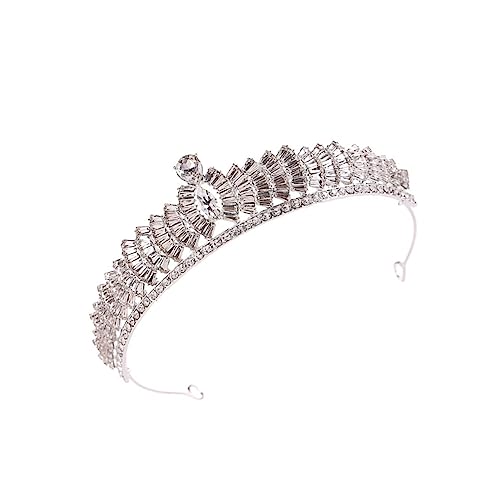 WRITWAA 1 Stück Edelstein Hochzeit Krone für Damen Braut Tiara Haarschmuck für Hochzeiten Partys und Besondere Anlässe Hochwertige Zirkonia und Langlebige Legierung Silberfarben von WRITWAA