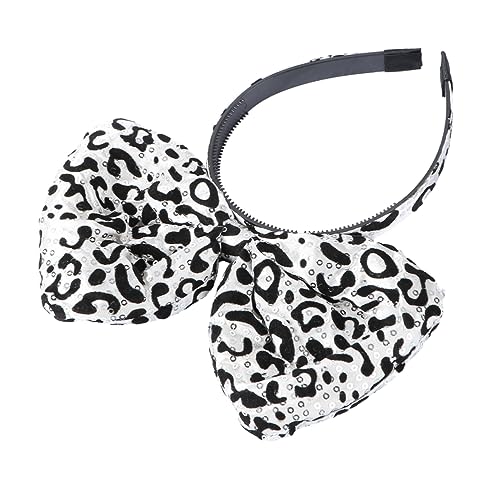 WRITWAA Bowknot Leopard Stirnband Gothic Style Haarreif Party Kopf Dekoration Leopardenmuster Stirnband Kreative Haar Zubehör Halloween Party Accessoire von WRITWAA