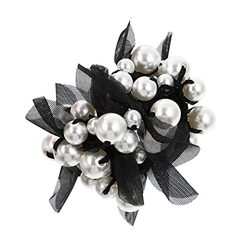 WRITWAA 1 Stück Haargummi mit Perlen Schwarzes Design für Dickes Dünnes Lockiges oder Glattes Haar Vielseitiges Haaraccessoire für Damen und Mädchen von WRITWAA