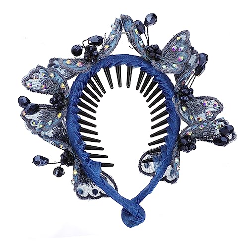 WRITWAA 1 Stück Haarspange mit Strass Party Haarclip geformt Haardekoration süße Haarspange stutzenhalter haarschmuck große Haarnadel Kugelhaarspangen Juan Garn Navy von WRITWAA