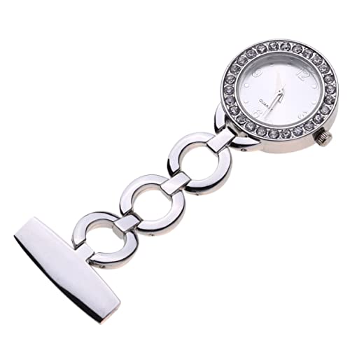 WRITWAA Chic Silberne Krankenschwester Uhr Mit Rollenden Diamanten Ansteckuhr Für Ärzte Und Pflegekräfte Praktische Taschenuhr Im Modischen Design von WRITWAA