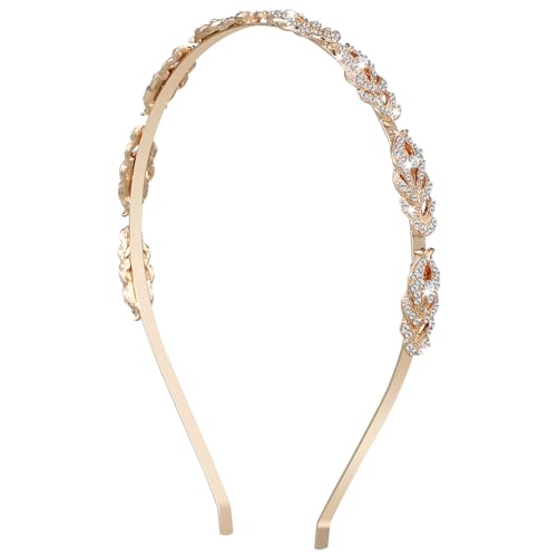 WRITWAA 1 Stück Kristall-Strass-Stirnband Glitzernd Dünner Kopf Haarreif Braut-Kopfbedeckung Für Damen Und Mädchen Haar-Accessoire Goldfarben von WRITWAA