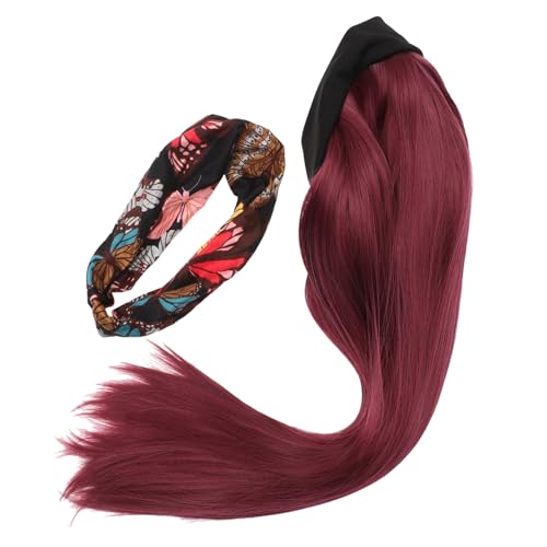 WRITWAA 1 Stück Lange Gerade Perücke mit Haarband aus Hitzebeständigem Seidenmaterial für Damen Modeaccessoire für Partys Cosplay und Mehr von WRITWAA