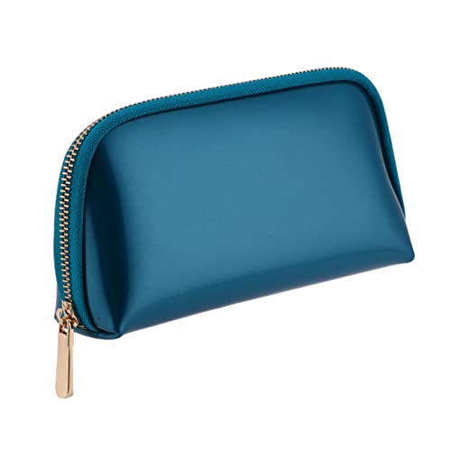 WRITWAA 1 Stück PVC Kosmetiktasche mit Reißverschluss Make Up für Damen Kompakt und Leicht Hochwertiges PVC Material für Reisen Elegantem Pfauenblau von WRITWAA