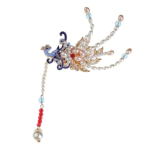 WRITWAA 1 Stück Perle Phönix Haarspange Haarschmuck Für Damen Haarzubehör Im Chinesischen Stil Retro Quastenhaarnadel Chinesischer Stil Haarspangen Chinesisch Kristallstein von WRITWAA
