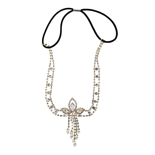 WRITWAA 1 Stück Rhinestone Haarkette für Braut Hochzeitsaccessoire Funkelndes Haarschmuck für Verschiedene Frisuren Goldfarbener Brautschmuck mit Einzigartigem und Stil von WRITWAA