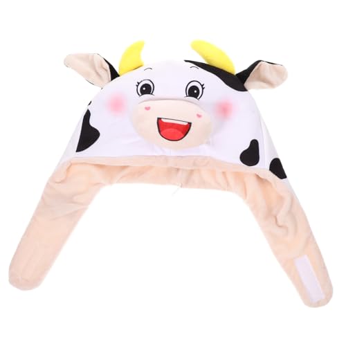 WRITWAA 1 Stück Stierkopfhut Kuhkostüm für Stierkopf-Kopfbedeckung lustig Rinderhüte camoing tiermütze kuscheltier Performance-Kappe interessantes Kostümzubehör Plüsch rot von WRITWAA