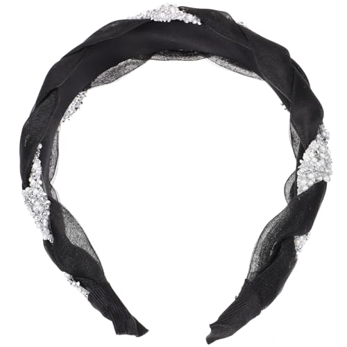 WRITWAA 1 Stück Stirnband Haarschmuck Haarreifen aus Strass Modestirnband modischer Haarreif breiter Haarreif frauen haare Schwarz von WRITWAA