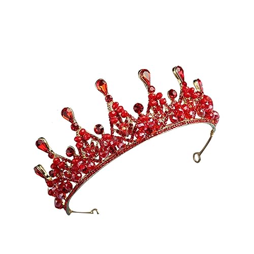 WRITWAA 1 Stück Strass Tiara Hochzeit Brautkopfbedeckung kopfschmuck Krone Braut Kopfbedeckung rot von WRITWAA