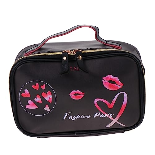 WRITWAA 1 Stück Stylischer Damen Kosmetikbeutel aus PU mit Streifen Design Kulturtasche für Reisen Leicht und Robust für Unterwegs und Geschäftsreisen von WRITWAA