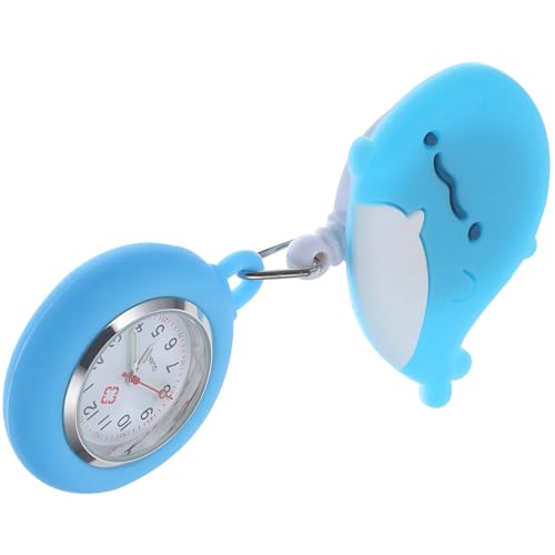 WRITWAA 1 Stück Süße Wal-Krankenschwester-Einziehuhr Tragbare Silikon-Jelly-Fob-Timing-Uhr Clip-On-Hängeuhr Für Krankenschwestern Ärzte Studenten Frauen Blau von WRITWAA