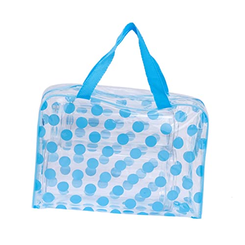 WRITWAA 1 Stück Transparenter PVC Kosmetik Organizer Multifunktionale Tragbare wasserdichte Kulturtasche für Reisen und Zuhause Geeignet für Damen und Mädchen Himmelblau von WRITWAA