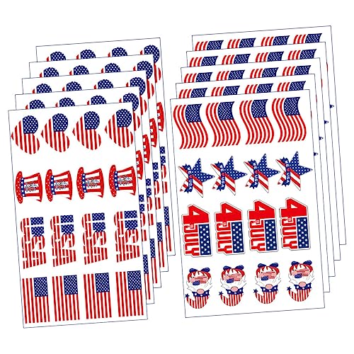 WRITWAA 10 Blatt Teiliges Independence Day Face Sticker Bunte Flaggen Tattoos für Party Patriotische Deko Einfach zu Kleben Vielseitig für Feierlichkeiten und Events von WRITWAA