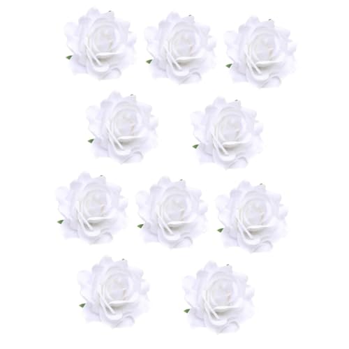 WRITWAA 10 Stk Rosen-haarspange Hochzeitsblumendekorationen Blumenclips Für Das Haar Braut- Rosenring Vintage Rosa Haarspange Rosenhaarnadeln Künstliche Rosenblüte Aus Seide Frauen Weiß von WRITWAA