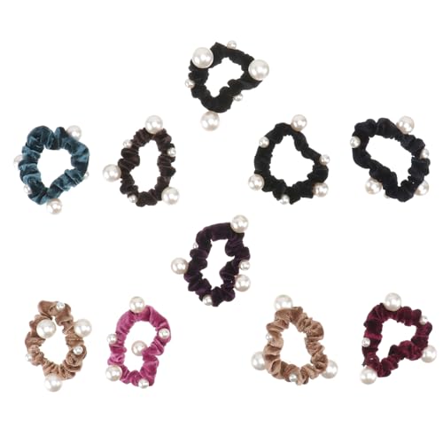WRITWAA 10stücke Flanell Haargummi Mit Perlen Elastisches Haargummi Für Damen Und Mädchen Als Pferdeschwanzhalter Haarseil Für Haarschmuck Gemischte Farben von WRITWAA