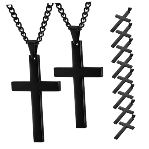 WRITWAA 10 Stück Schwarze Titanstahl Kreuzkette mit Anhänger Minimalistisches Elegantes Schmuckstück für Herren Damen und Teens Lange Ketten Vielseitig Tragbar für Alltag und Besondere von WRITWAA