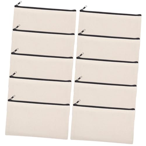 WRITWAA 10 Stück Teiliges Canvas Kosmetiktaschen Sublimationsfähige Hitzebeständige Make up Taschen mit Reißverschluss Kleine Tragbare Kulturbeutel für Reisen Camping und Alltag von WRITWAA
