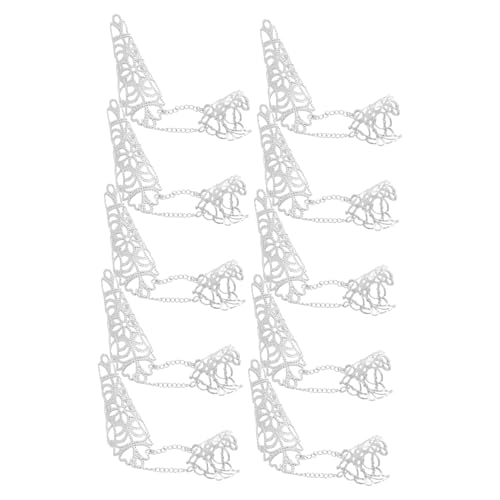 WRITWAA 10 Stück Teiliges Gothic Fingernagel-krallenring Ketten Ringe mit Hohldesign Verstellbar für Tanzrequisiten Punk-stil für Halloween Cosplay und Party von WRITWAA