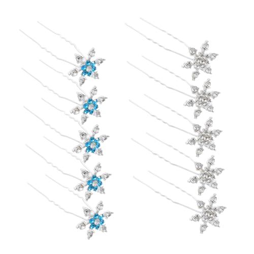 WRITWAA 10 Stück Teiliges U Förmige Schneeflocken Haarklammern aus Legierung Leichter Brautschmuck mit Funkelndem Kristalldesign Festlicher Haarschmuck für Weihnachts und von WRITWAA