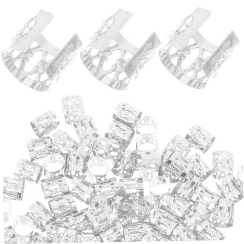 WRITWAA 100 Stück Verstellbare Haarschmuck Dreadlock Ringe mit Künstlerischem Muster Leichtes Sicheres Flechtzubehör für Zöpfe und Dreadlocks Modische Haarmanschetten für Frauen und von WRITWAA