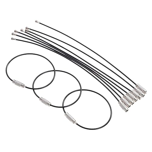 WRITWAA 10stücke Schlüsselanhänger Aus Edelstahldraht Gepäckanhänger Schlüsselringe Schwarz Hochleistungsdrahtschlaufe Stahldrahtkette Langlebig Und Robust von WRITWAA