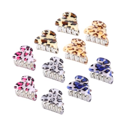 WRITWAA 10Stücke Leopardenmuster Acryl Haarspangen Mini Haarklammern Für Haarschmuck Rutschfeste Haarnadeln Für Damen Und Haaraccessoires von WRITWAA