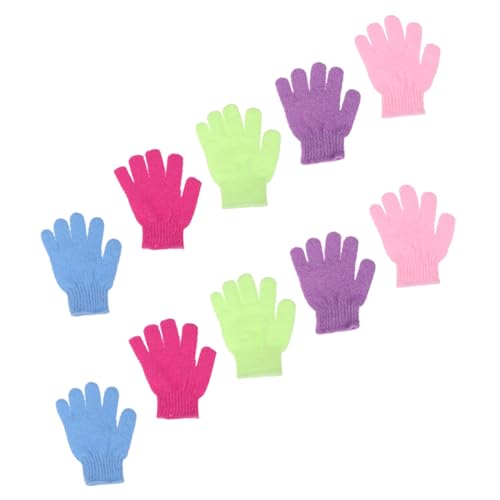 WRITWAA 10stücke Exfolierende Duschhandschuhe Fünf-finger-badehandschuhe Für Männer Und Frauen Praktische Sanfte Peeling-handschuhe Gemischten Farben Für Körperpflege von WRITWAA