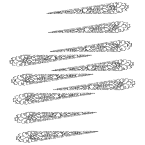 WRITWAA 10stücke Gefälschte Nagelspitze Prop Halloween Kostüm Prop Klauennägel Nagelring Fingertip Claw Für Festival Fingertip Nail Rings Finger Jewelry Claws Halloween Cosplay Finger von WRITWAA