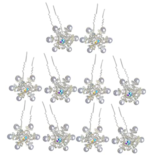 WRITWAA 10stücke Haarschmuck Schneeflocke Für Braut Haarnadel Mit Kristallblumen in U-form Haarspangen Für Frauen Und Brautjungfern Hochzeit Haar Zubehör Ohne Markennamen von WRITWAA