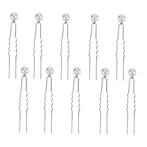WRITWAA 10stücke U-förmige Haarnadeln Für Braut Mit Kunstperlen Elegante Hochzeits-haarspangen Für Damen Und Mädchen Weiß Für Brautschmuck Und Haarschmuck Deko von WRITWAA